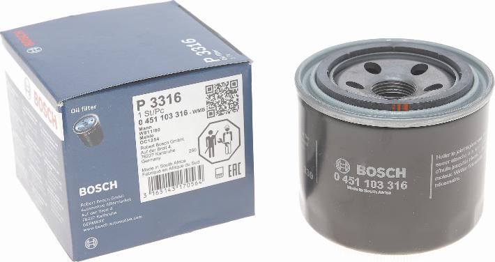 BOSCH 0 451 103 316 - Маслен филтър vvparts.bg