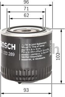 BOSCH 0 451 103 289 - Маслен филтър vvparts.bg