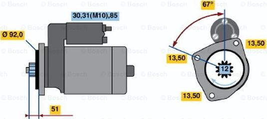 BOSCH 0 001 330 007 - Стартер vvparts.bg