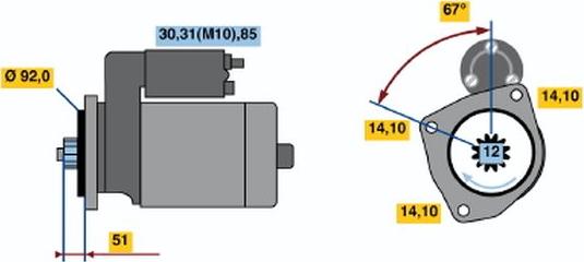 BOSCH 0001330017 - Стартер vvparts.bg