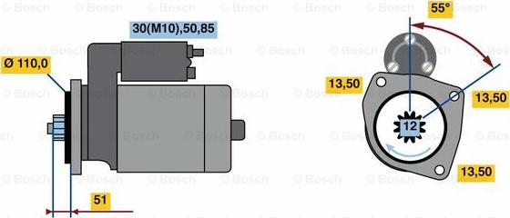 BOSCH 0 001 261 008 - Стартер vvparts.bg