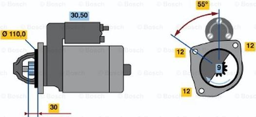 BOSCH 0 986 022 550 - Стартер vvparts.bg