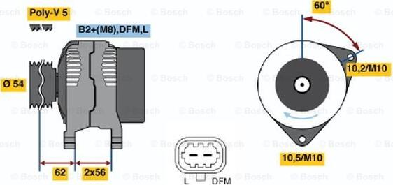 BOSCH 0 124 425 057 - Генератор vvparts.bg