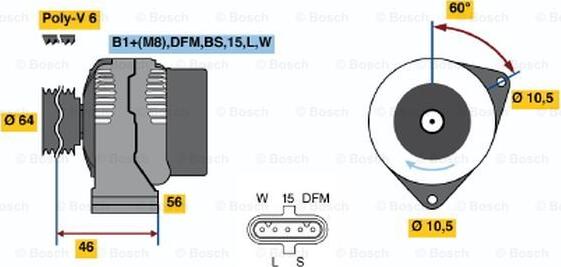 BOSCH 0 124 555 052 - Генератор vvparts.bg