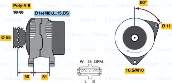 BOSCH 0 124 555 005 - Генератор vvparts.bg