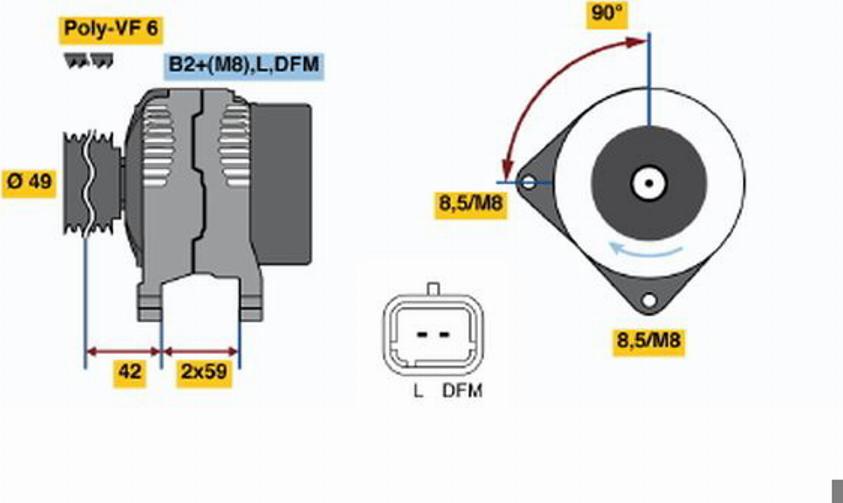 BOSCH 0 124 525 047 - Генератор vvparts.bg