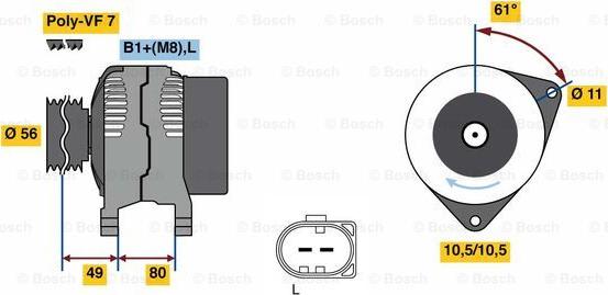 BOSCH 0 124 525 216 - Генератор vvparts.bg