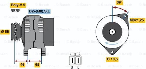 BOSCH 0 124 325 008 - Генератор vvparts.bg