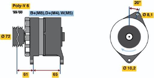 BOSCH 0120468162 - Генератор vvparts.bg