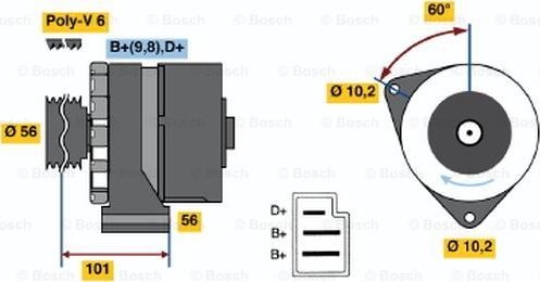 BOSCH 0 986 033 750 - Генератор vvparts.bg