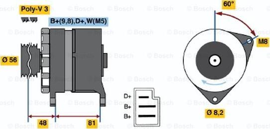 BOSCH 0 986 036 060 - Генератор vvparts.bg