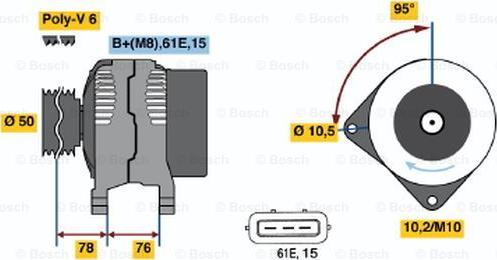 BOSCH 0 123 515 022 - Генератор vvparts.bg