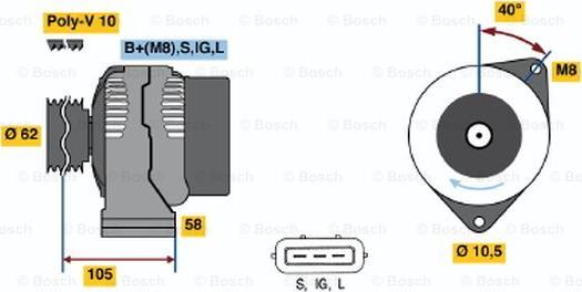 BOSCH 0 123 525 500 - Генератор vvparts.bg