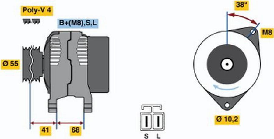 BOSCH 0123315008 - Изправител, генератор vvparts.bg