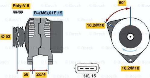 BOSCH 0 986 041 080 - Генератор vvparts.bg