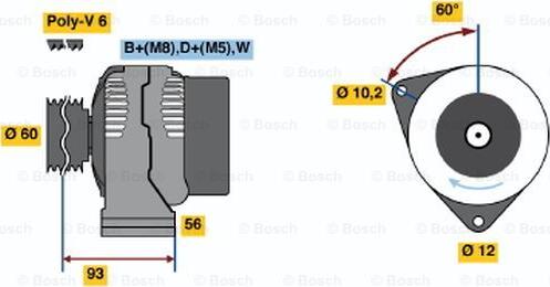 BOSCH 0 123 320 039 - Генератор vvparts.bg