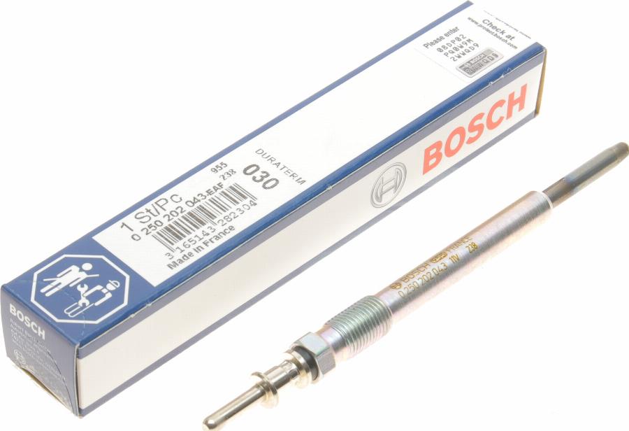 BOSCH 0 250 202 043 - Подгревна свещ vvparts.bg