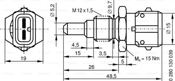 BOSCH 0 280 130 039 - Датчик, температура на охладителната течност vvparts.bg