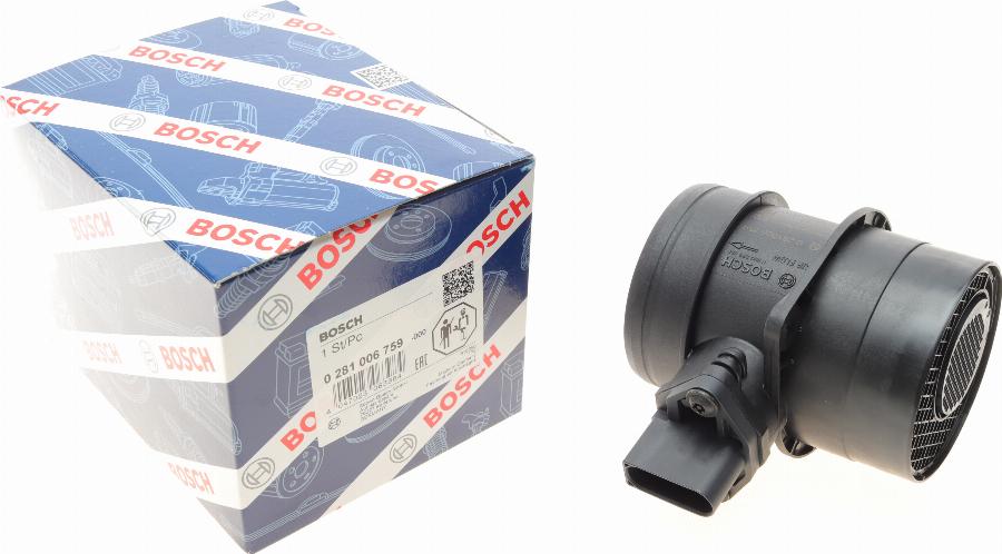 BOSCH 0 281 006 759 - Въздухомер-измерител на масата на въздуха vvparts.bg