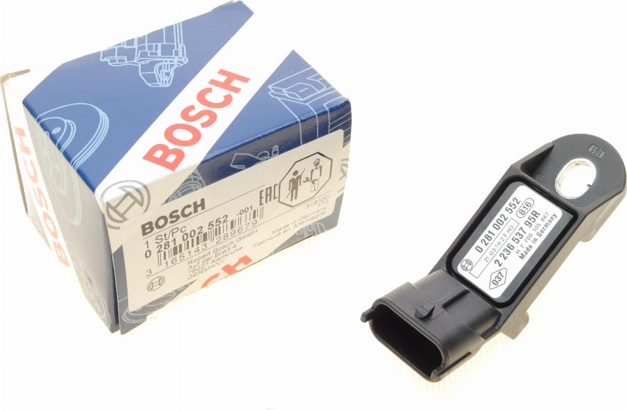 BOSCH 0 281 002 552 - Датчик, налчгане във всмукателните тръби vvparts.bg