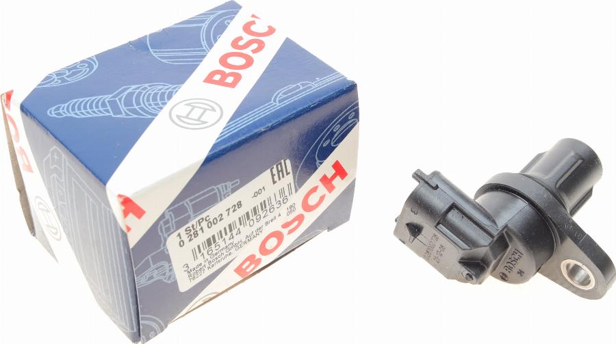 BOSCH 0 281 002 728 - Датчик, положение на разпределителния вал vvparts.bg