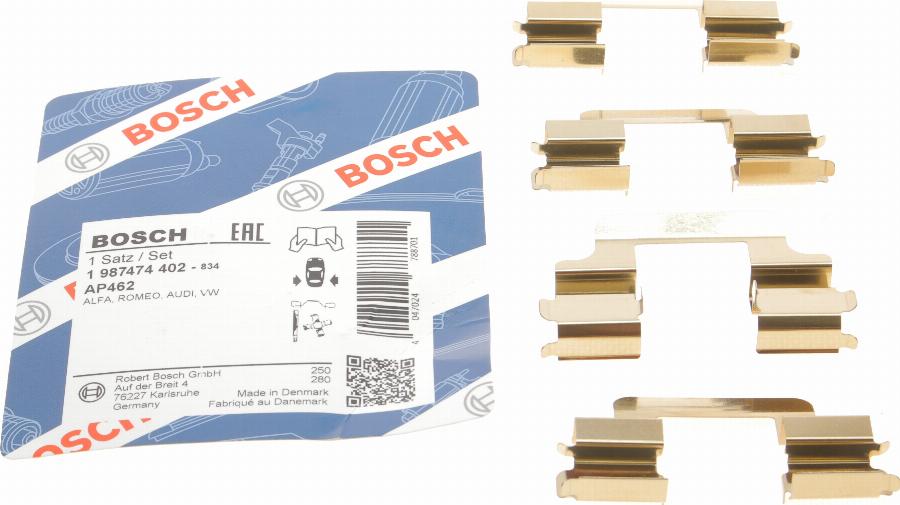 BOSCH 1 987 474 402 - Комплект принадлежности, дискови накладки vvparts.bg