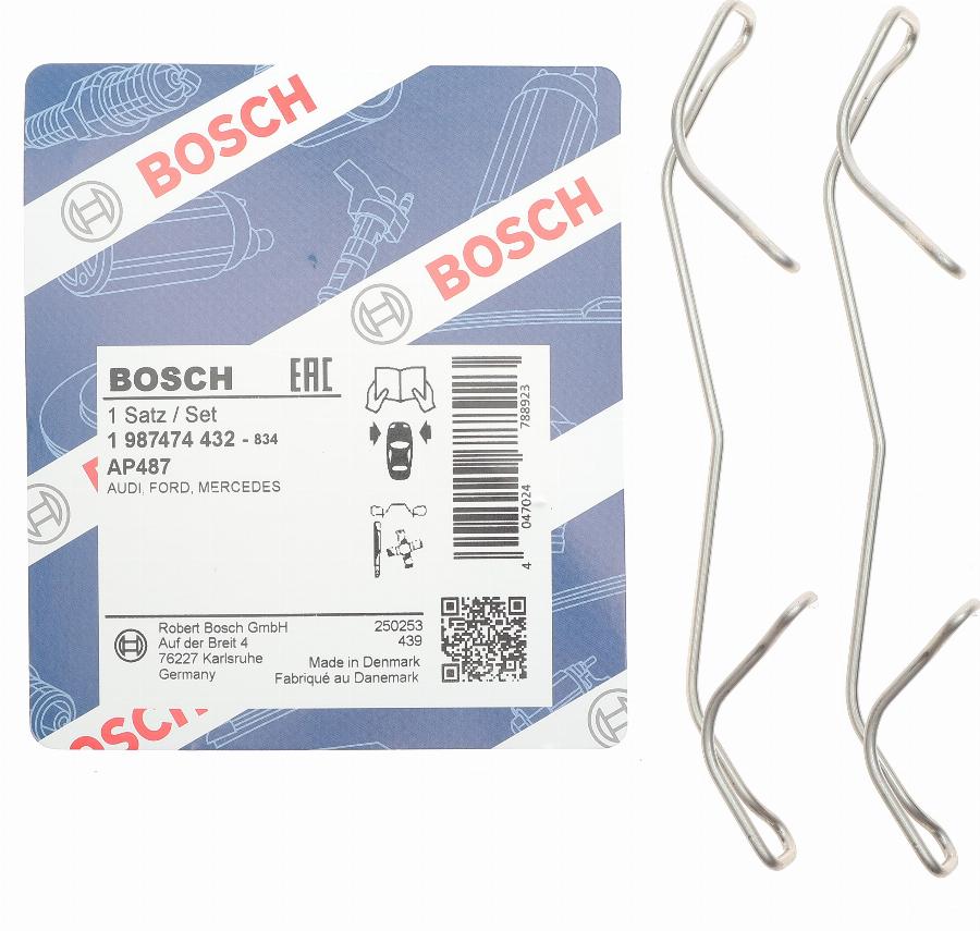 BOSCH 1 987 474 432 - Комплект принадлежности, дискови накладки vvparts.bg