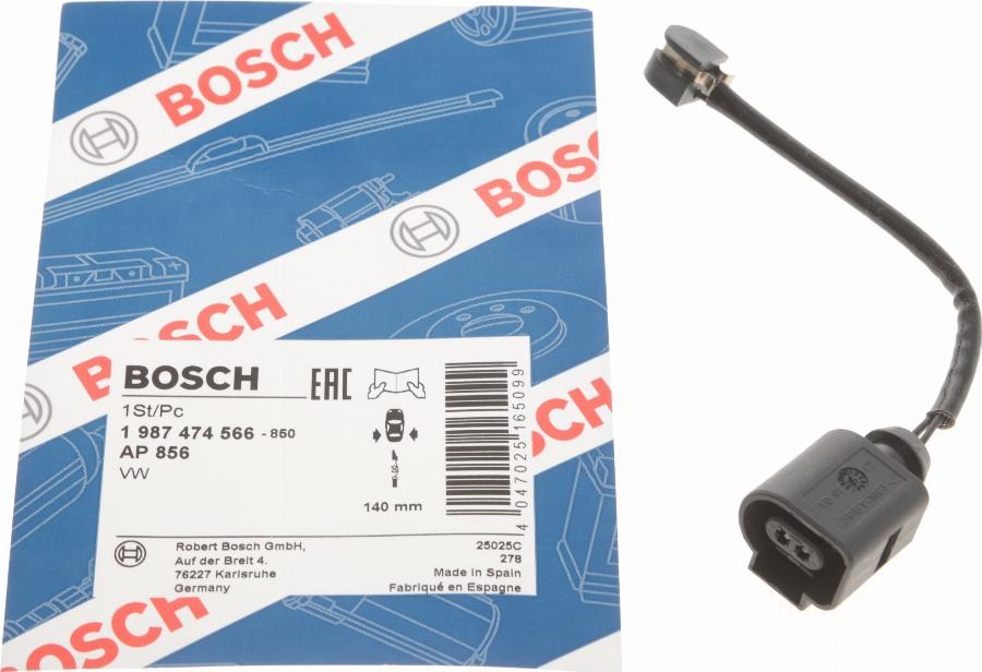 BOSCH 1 987 474 566 - Предупредителен контактен сензор, износване на накладките vvparts.bg