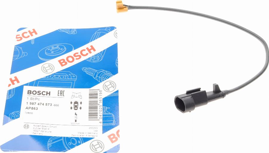 BOSCH 1 987 474 573 - Предупредителен контактен сензор, износване на накладките vvparts.bg