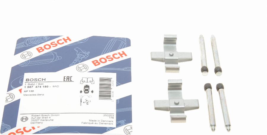 BOSCH 1 987 474 180 - Комплект принадлежности, дискови накладки vvparts.bg