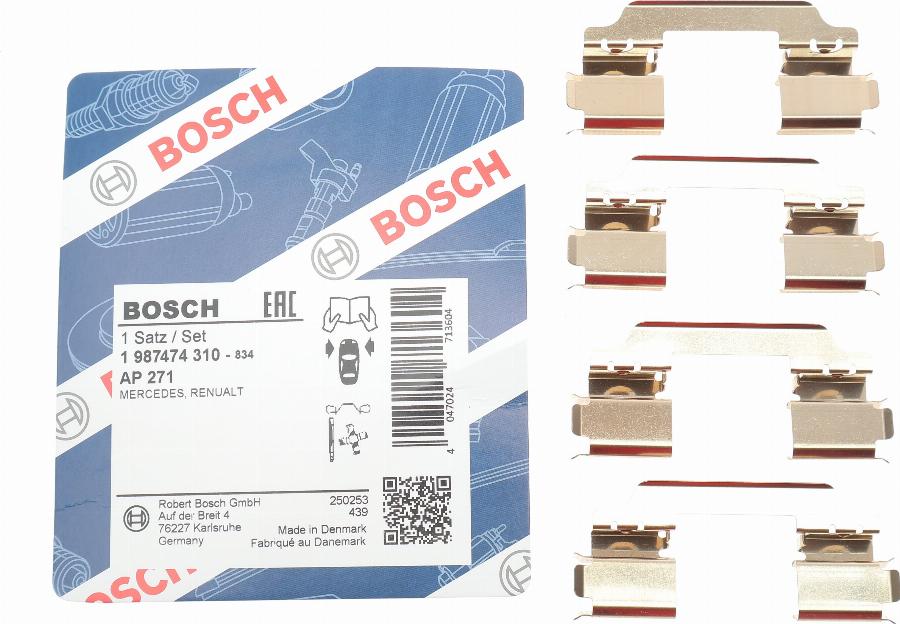 BOSCH 1 987 474 310 - Комплект принадлежности, дискови накладки vvparts.bg