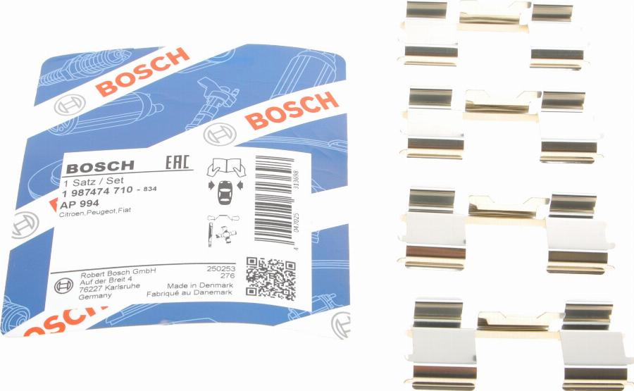 BOSCH 1 987 474 710 - Комплект принадлежности, дискови накладки vvparts.bg