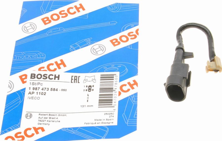 BOSCH 1 987 473 584 - Предупредителен контактен сензор, износване на накладките vvparts.bg