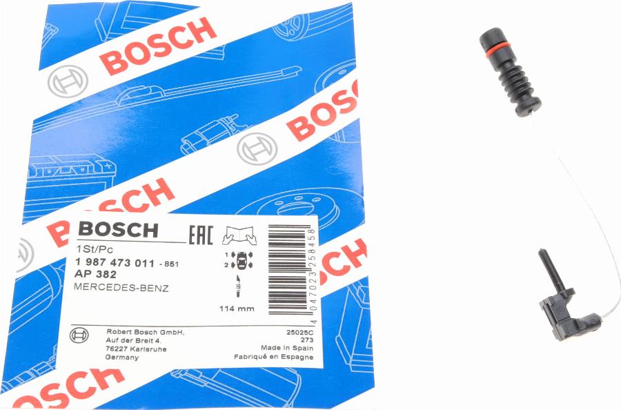 BOSCH 1 987 473 011 - Предупредителен контактен сензор, износване на накладките vvparts.bg