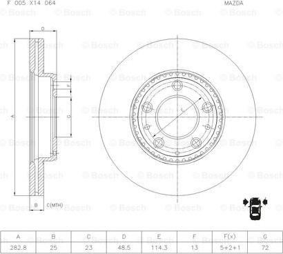 BOSCH F 005 X14 064 - Спирачен диск vvparts.bg