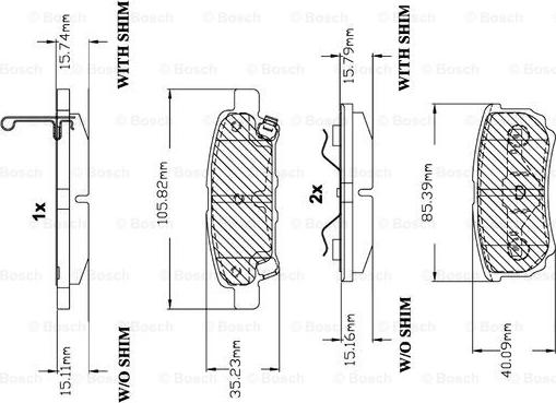 BOSCH F 03B 150 139 - Комплект спирачно феродо, дискови спирачки vvparts.bg