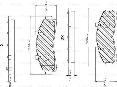 BOSCH F 03B 150 255 - Комплект спирачно феродо, дискови спирачки vvparts.bg