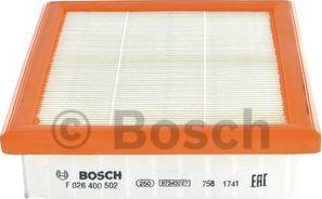 BOSCH F 026 400 502 - Въздушен филтър vvparts.bg