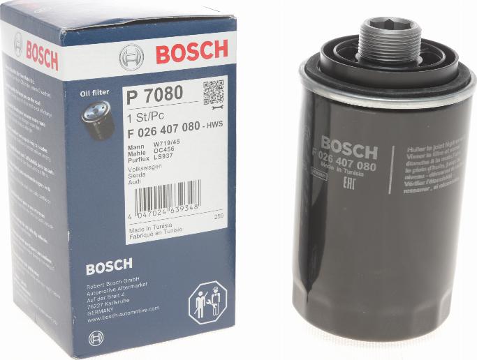 BOSCH F 026 407 080 - Маслен филтър vvparts.bg