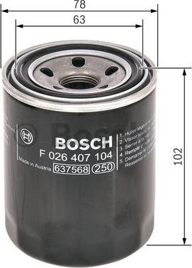 BOSCH F 026 407 104 - Маслен филтър vvparts.bg