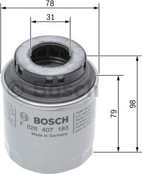 BOSCH F 026 407 183 - Маслен филтър vvparts.bg