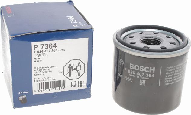 BOSCH F 026 407 364 - Маслен филтър vvparts.bg