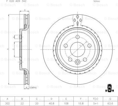 BOSCH F 026 A09 342 - Спирачен диск vvparts.bg