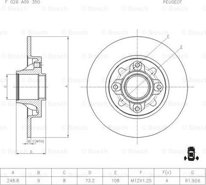 BOSCH F 026 A09 350 - Спирачен диск vvparts.bg