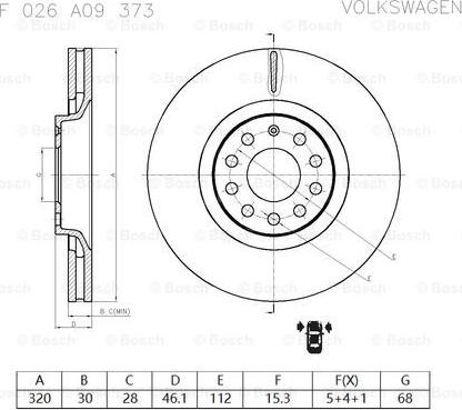 BOSCH F 026 A09 373 - Спирачен диск vvparts.bg