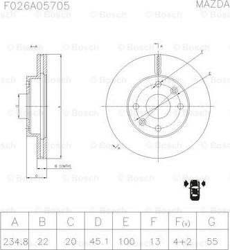 BOSCH F 026 A05 705 - Спирачен диск vvparts.bg