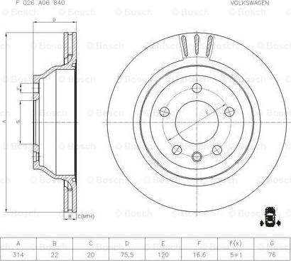 BOSCH F 026 A06 840 - Спирачен диск vvparts.bg