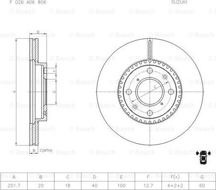 BOSCH F 026 A06 806 - Спирачен диск vvparts.bg