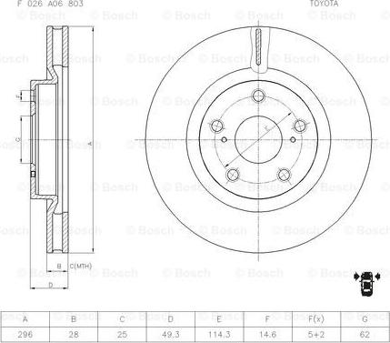 BOSCH F 026 A06 803 - Спирачен диск vvparts.bg