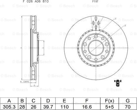 BOSCH F 026 A06 810 - Спирачен диск vvparts.bg